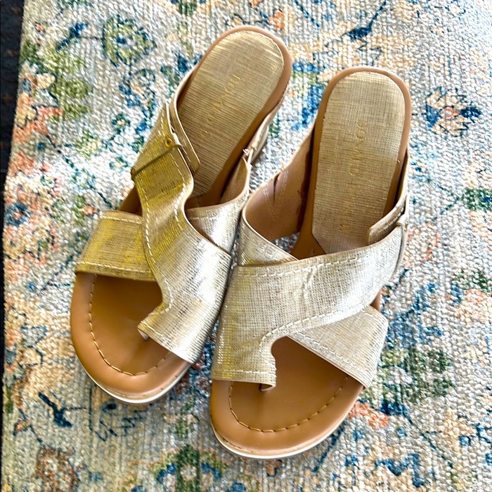 Donald J. Pliner Gold Metallic Sandals with Wedge Heel